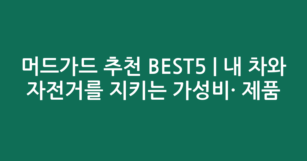 머드가드 추천 BEST5 | 내 차와 자전거를 지키는 가성비·인기 제품 비교