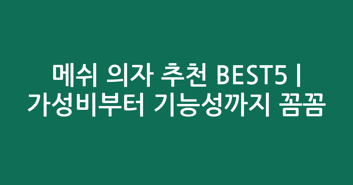 메쉬 의자 추천 BEST5 | 가성비부터 기능성까지 꼼꼼 비교