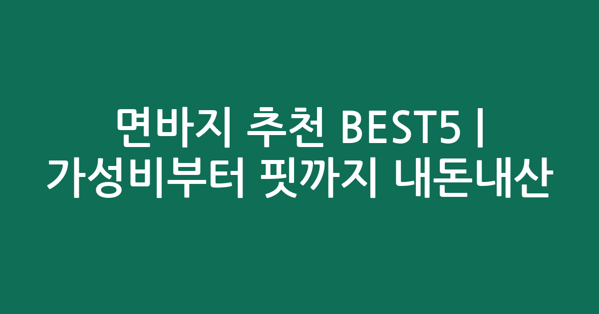 면바지 추천 BEST5 | 가성비부터 핏까지 내돈내산 비교