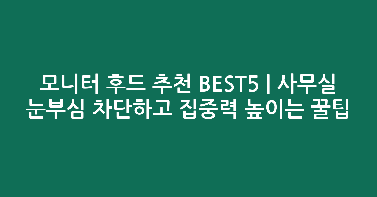 모니터 후드 추천 BEST5 | 사무실 눈부심 차단하고 집중력 높이는 꿀팁