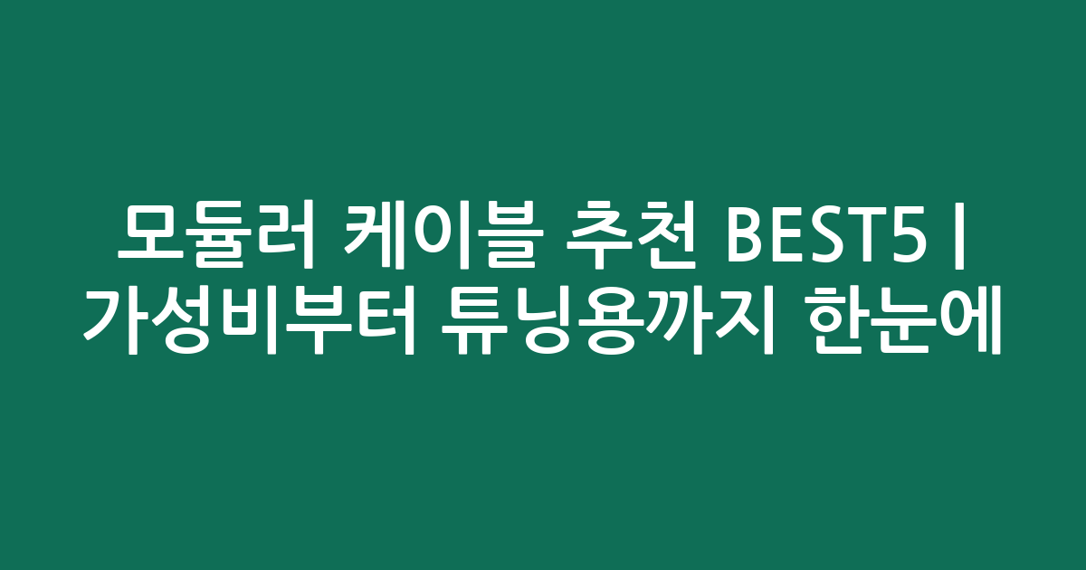 모듈러 케이블 추천 BEST5 | 가성비부터 튜닝용까지 한눈에 비교