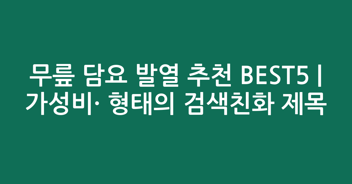 무릎 담요 발열 추천 BEST5 | 가성비·인기 비교 형태의 검색친화 제목