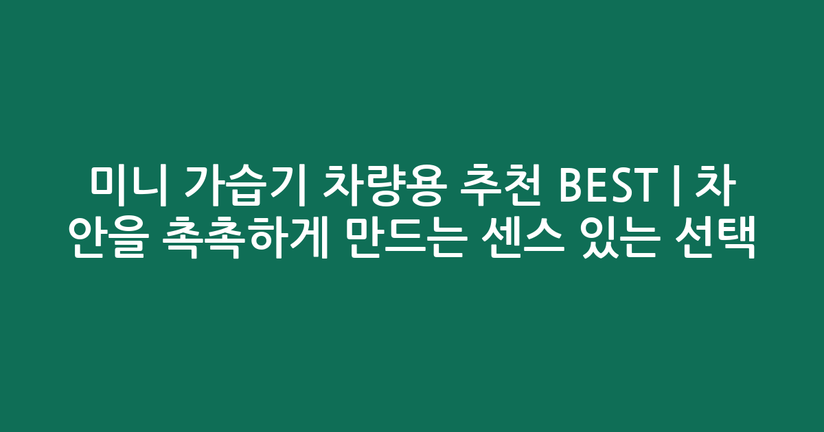 미니 가습기 차량용 추천 BEST | 차 안을 촉촉하게 만드는 센스 있는 선택