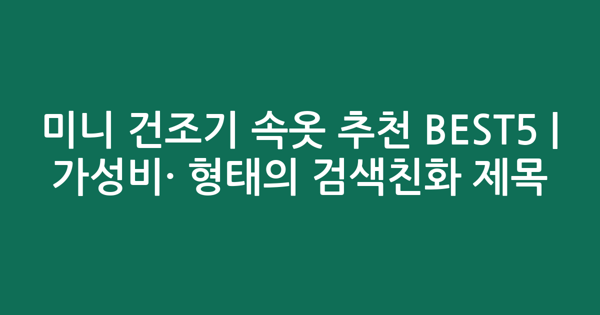 미니 건조기 속옷 추천 BEST5 | 가성비·인기 비교 형태의 검색친화 제목