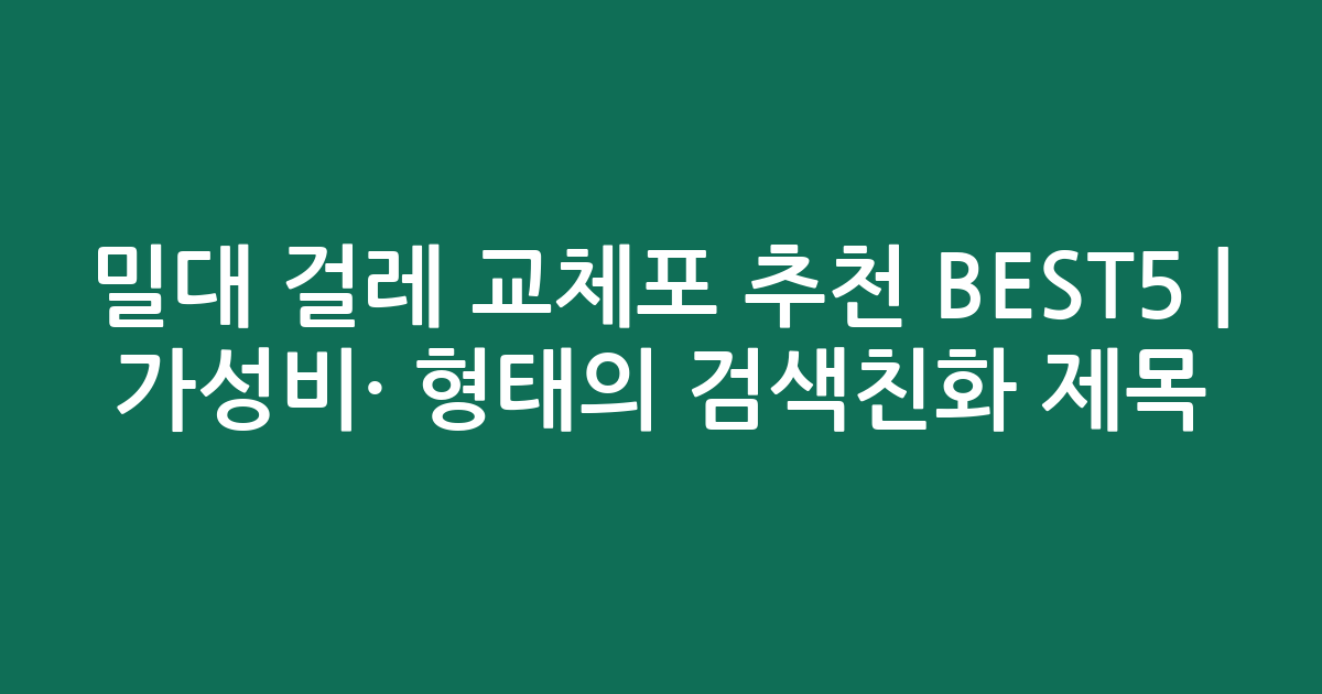 밀대 걸레 교체포 추천 BEST5 | 가성비·인기 비교 형태의 검색친화 제목
