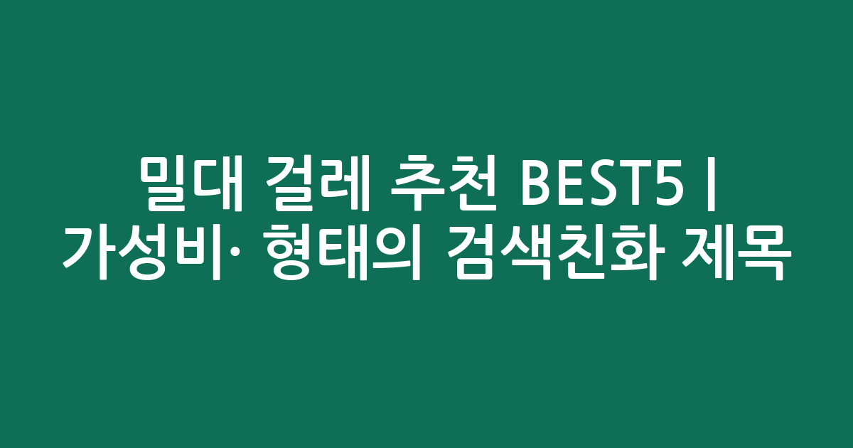 밀대 걸레 추천 BEST5 | 가성비·인기 비교 형태의 검색친화 제목