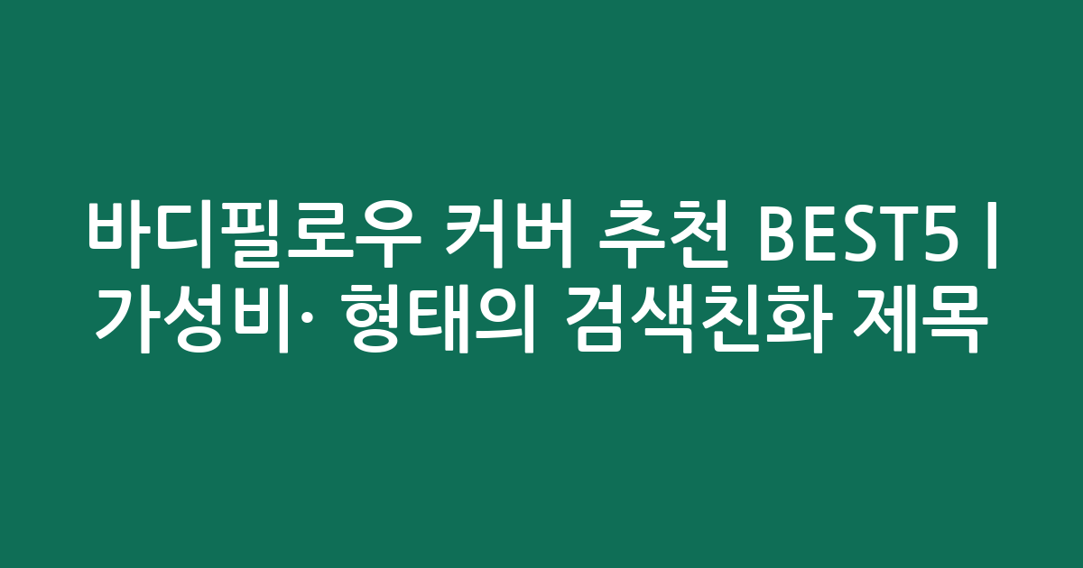 바디필로우 커버 추천 BEST5 | 가성비·인기 비교 형태의 검색친화 제목