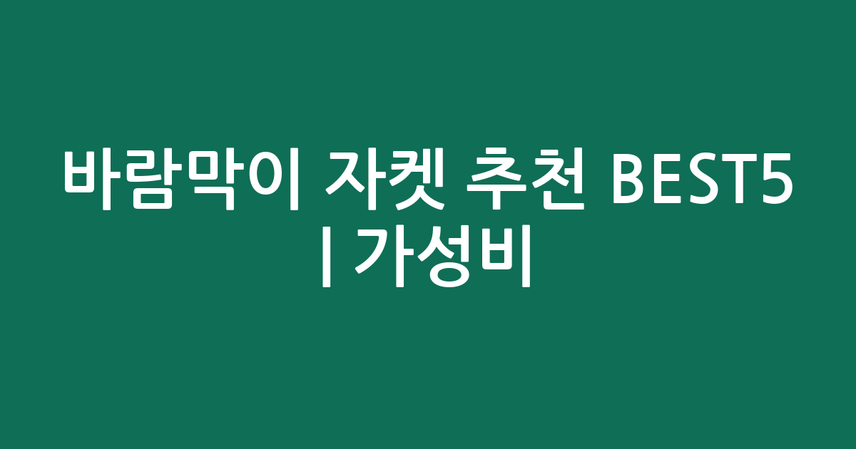 바람막이 자켓 추천 BEST5 | 가성비·인기 비교