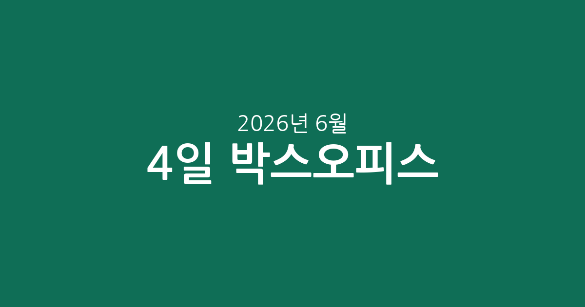 2026년 6월 4일 박스오피스: ‘군체’ 압도적 1위, ‘와일드 씽’ 신선함으로 2위 등극!