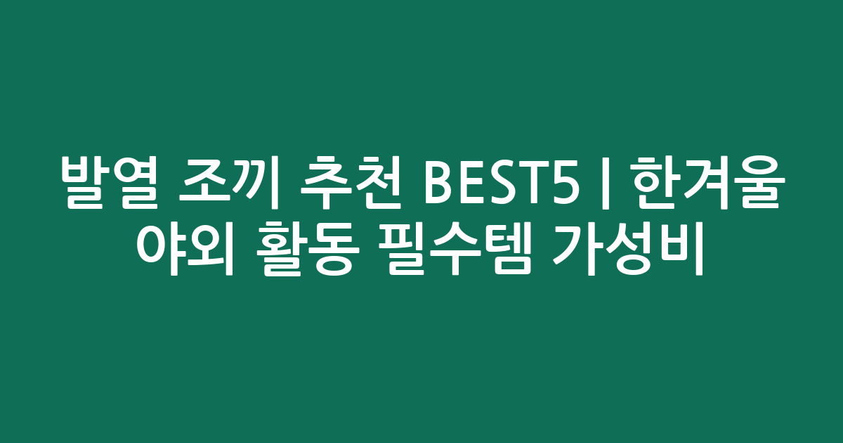 발열 조끼 추천 BEST5 | 한겨울 야외 활동 필수템 가성비 비교