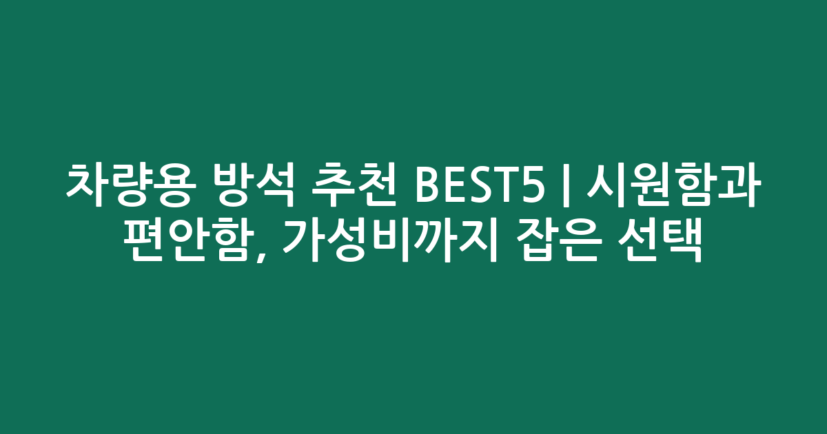 차량용 방석 추천 BEST5 | 시원함과 편안함, 가성비까지 잡은 선택!
