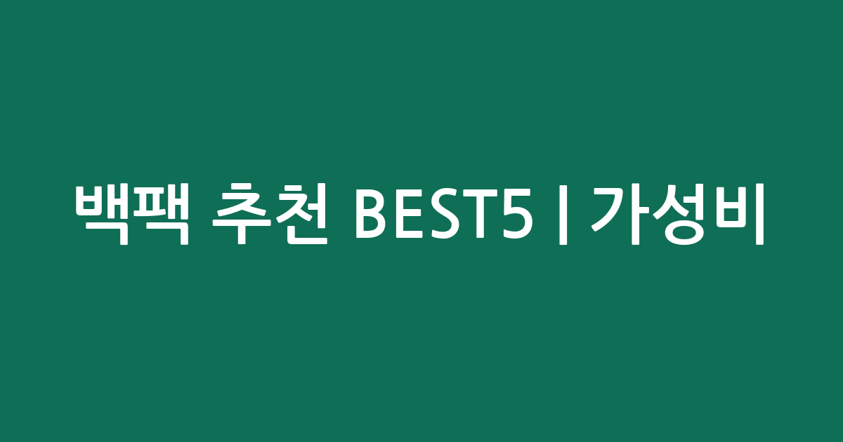백팩 추천 BEST5 | 가성비·인기 비교