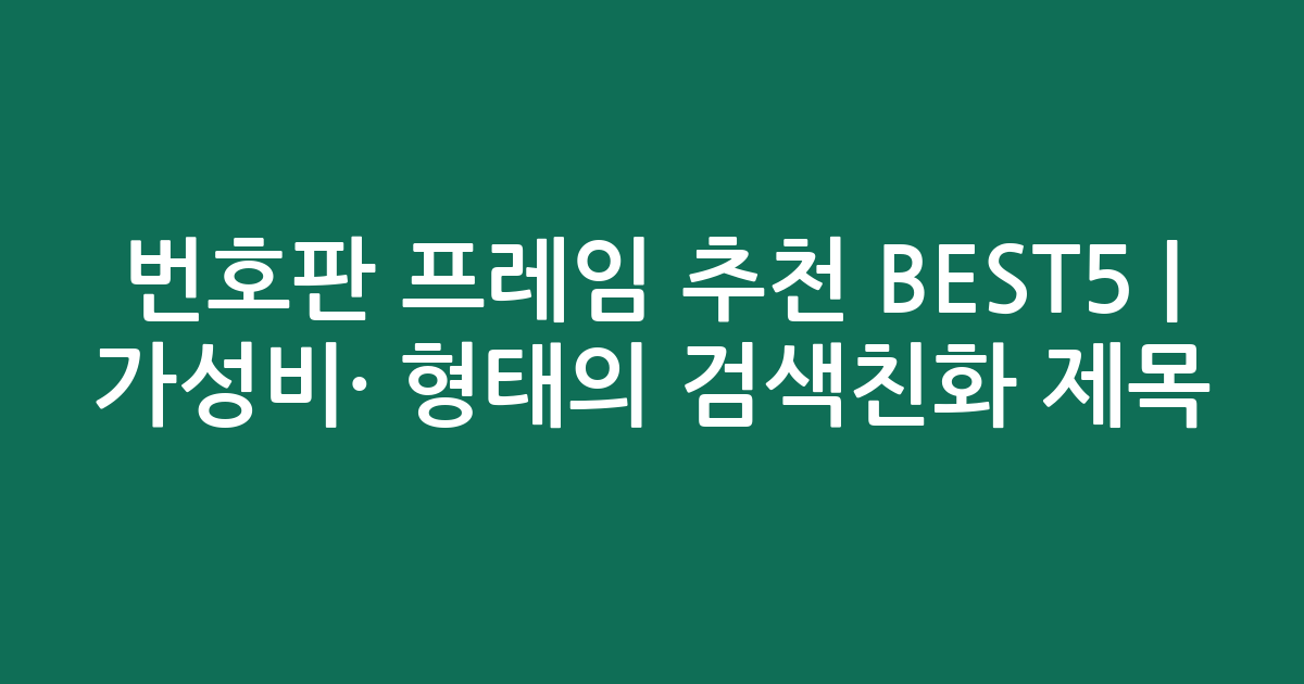 번호판 프레임 추천 BEST5 | 가성비·인기 비교 형태의 검색친화 제목