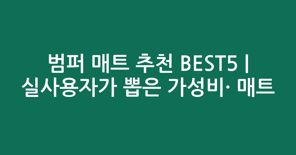 범퍼 매트 추천 BEST5 | 실사용자가 뽑은 가성비·인기 매트 비교