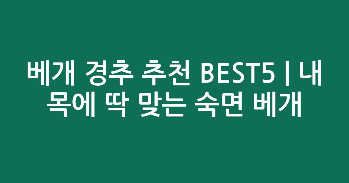베개 경추 추천 BEST5 | 내 목에 딱 맞는 숙면 베개 비교