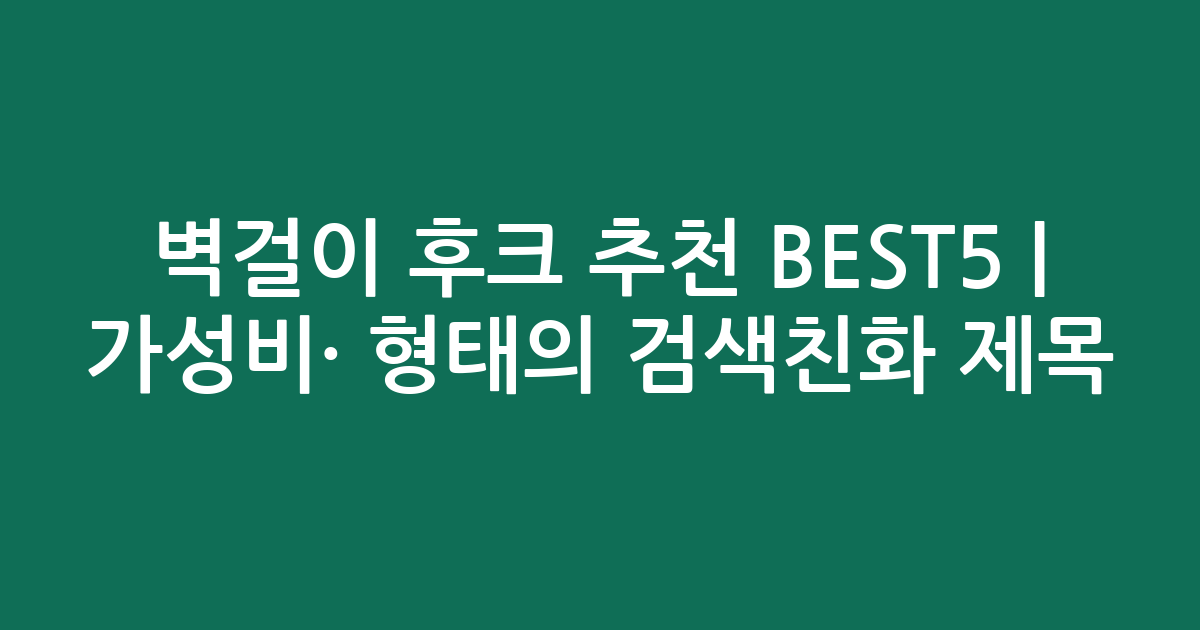 벽걸이 후크 추천 BEST5 | 가성비·인기 비교 형태의 검색친화 제목