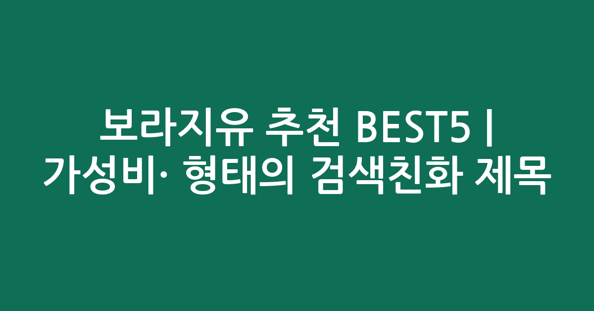 보라지유 추천 BEST5 | 가성비·인기 비교 형태의 검색친화 제목