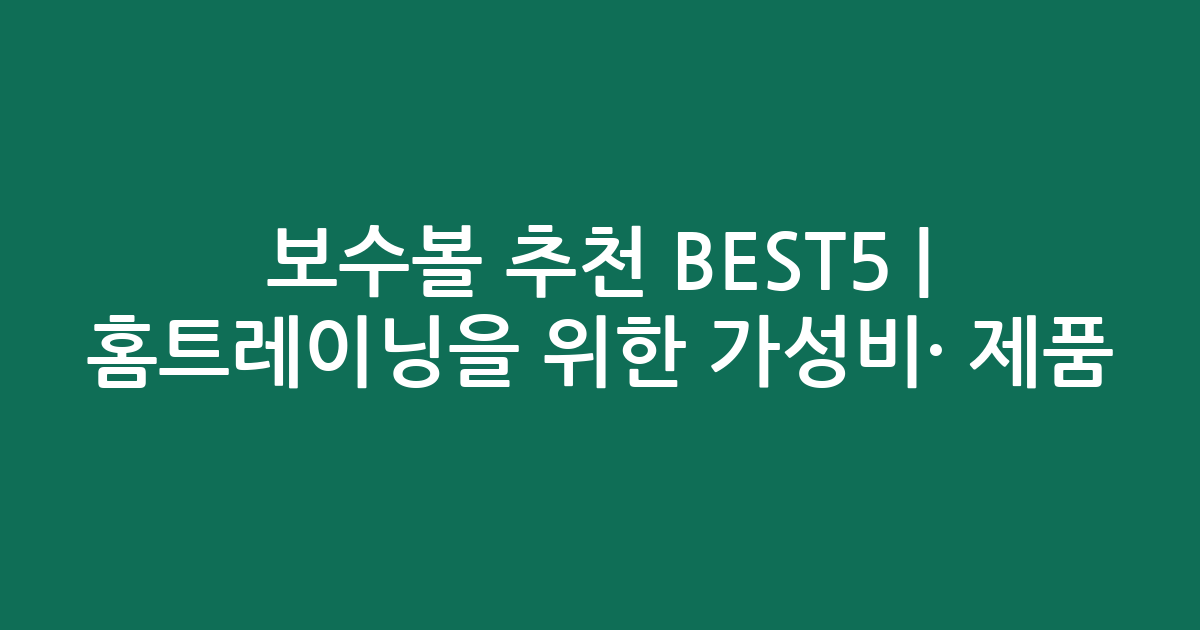 보수볼 추천 BEST5 | 홈트레이닝을 위한 가성비·인기 제품 비교