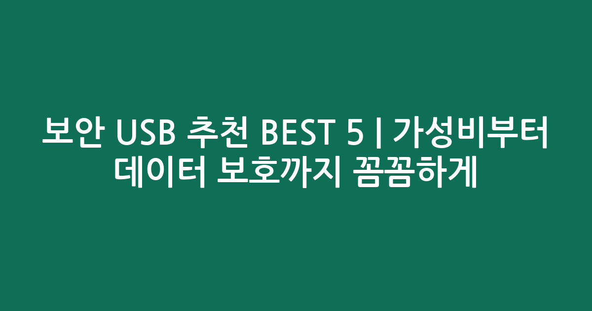 보안 USB 추천 BEST 5 | 가성비부터 데이터 보호까지 꼼꼼하게 비교