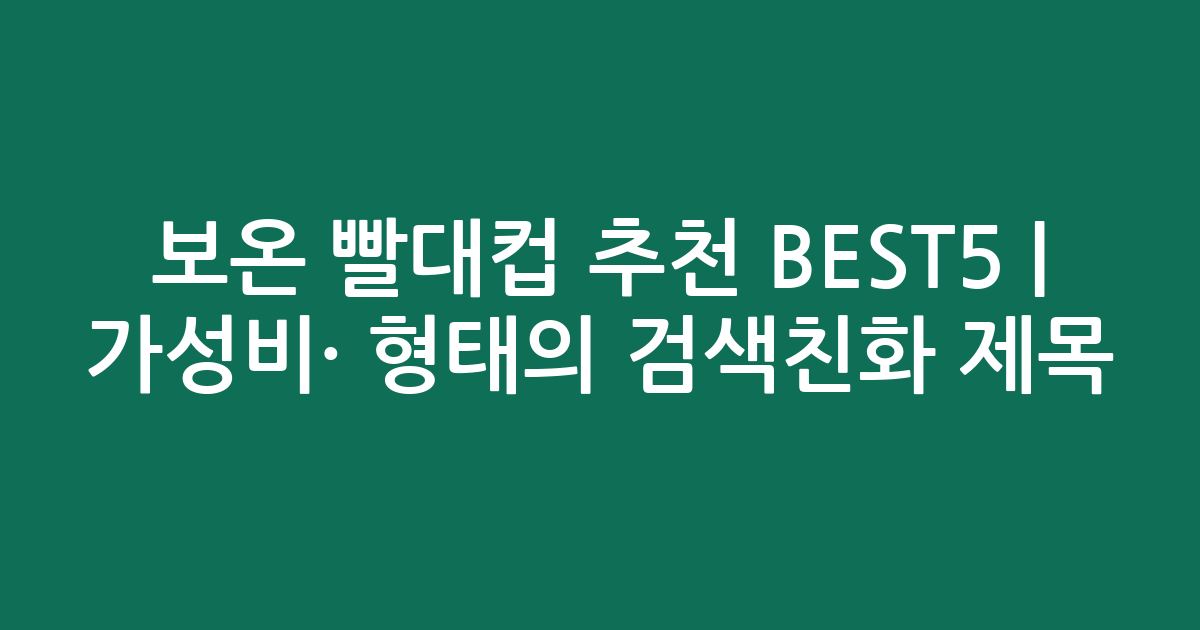보온 빨대컵 추천 BEST5 | 가성비·인기 비교 형태의 검색친화 제목