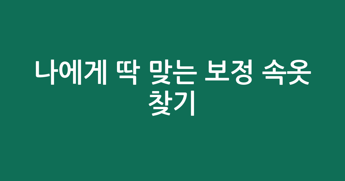 나에게 딱 맞는 보정 속옷 찾기! 가성비부터 프리미엄까지 추천