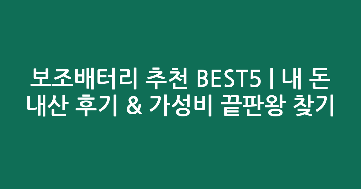 보조배터리 추천 BEST5 | 내 돈 내산 후기 & 가성비 끝판왕 찾기