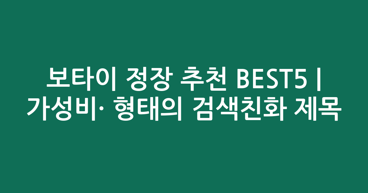 보타이 정장 추천 BEST5 | 가성비·인기 비교 형태의 검색친화 제목