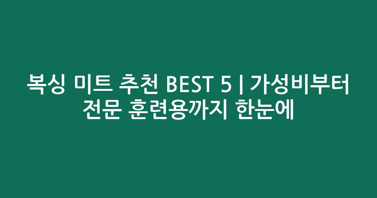 복싱 미트 추천 BEST 5 | 가성비부터 전문 훈련용까지 한눈에 비교