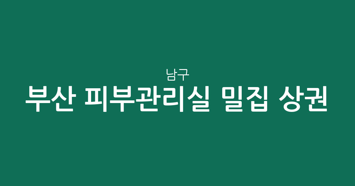 부산 남구 피부관리실 밀집 상권 분석: 대연동과 용호동을 중심으로