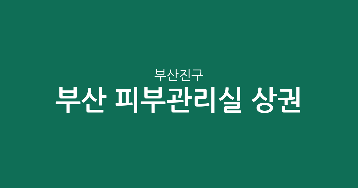 부산 부산진구 피부관리실 상권 분석: 부전·전포동 중심의 에스테틱 밀집도 확인