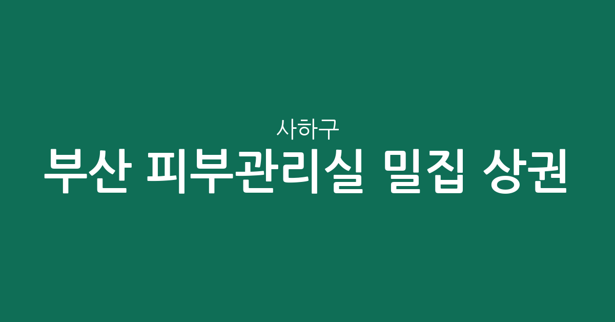 부산 사하구 피부관리실 밀집 상권 분석: 장림2동부터 하단까지 피부샵 분포 현황