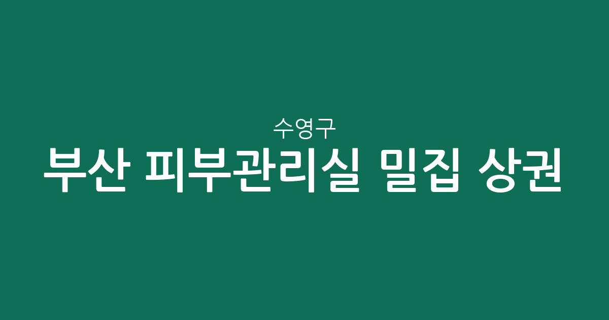 부산 수영구 피부관리실 밀집 상권 분석: 광안동부터 남천동까지 에스테틱 분포 현황