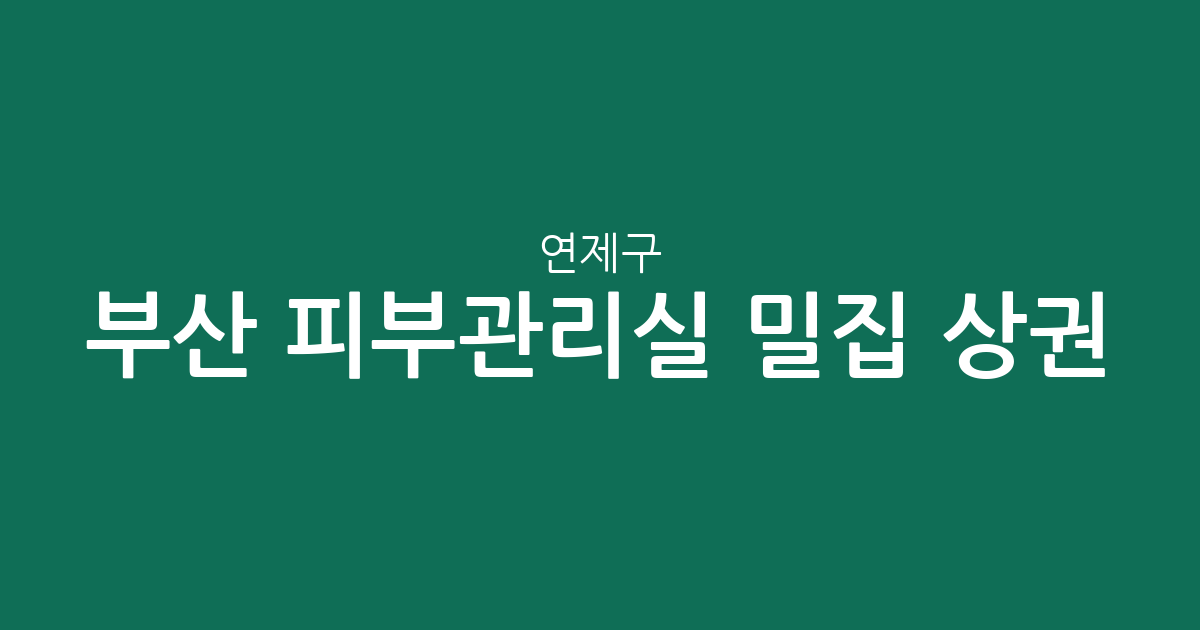 부산 연제구 피부관리실 밀집 상권 분석: 연산동 중심의 에스테틱 분포 현황