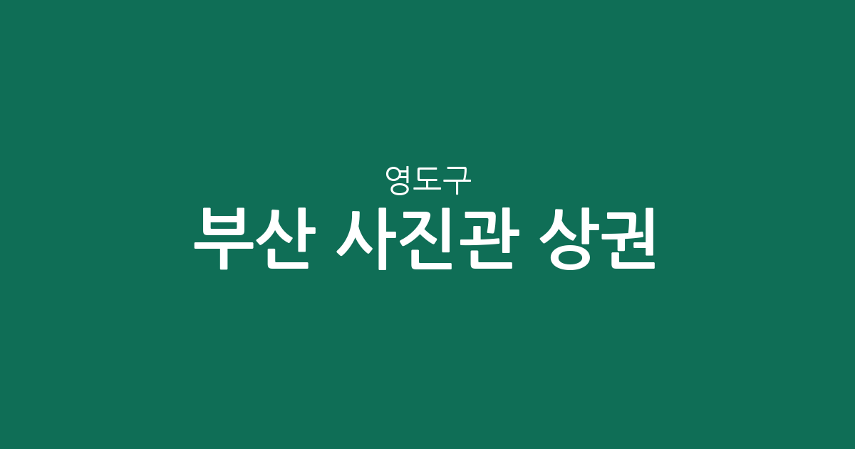 부산 영도구 사진관 상권 분석: 영선동과 남항동을 중심으로 알아보는 분포 현황