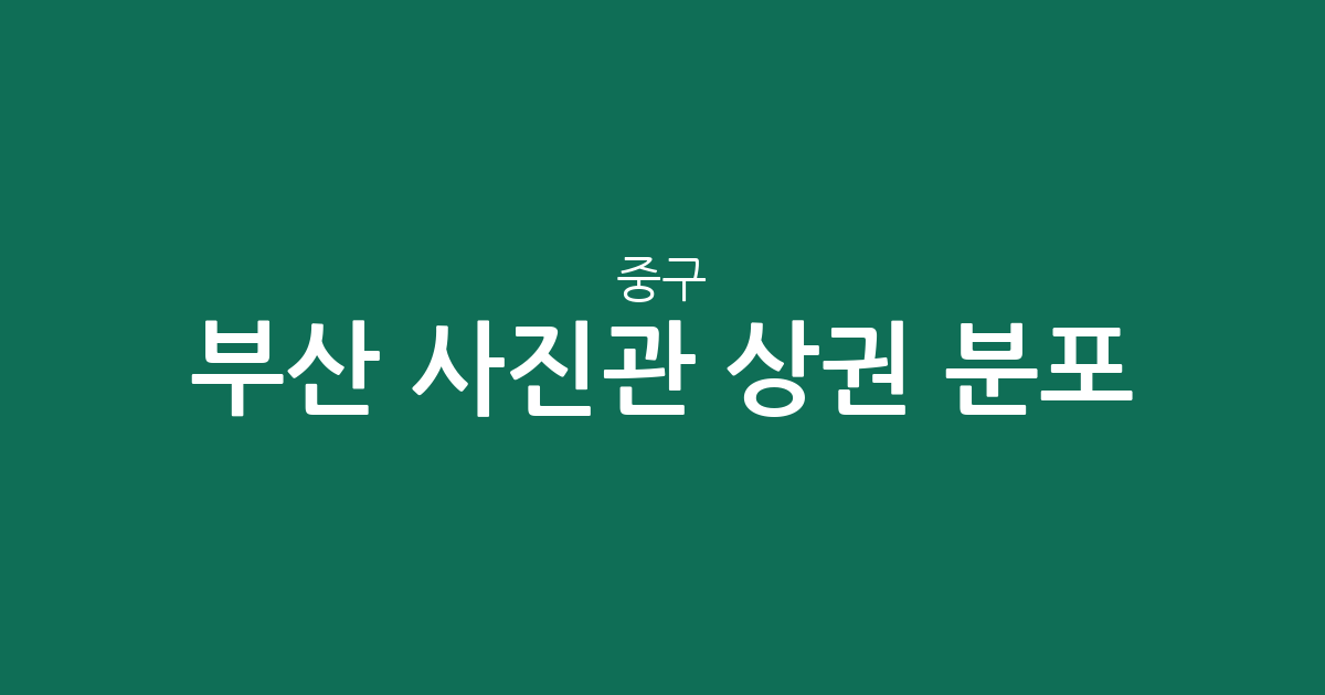 부산 중구 사진관 상권 분포 분석: 중앙동부터 부평동까지 우리 동네 포토스튜디오 찾기