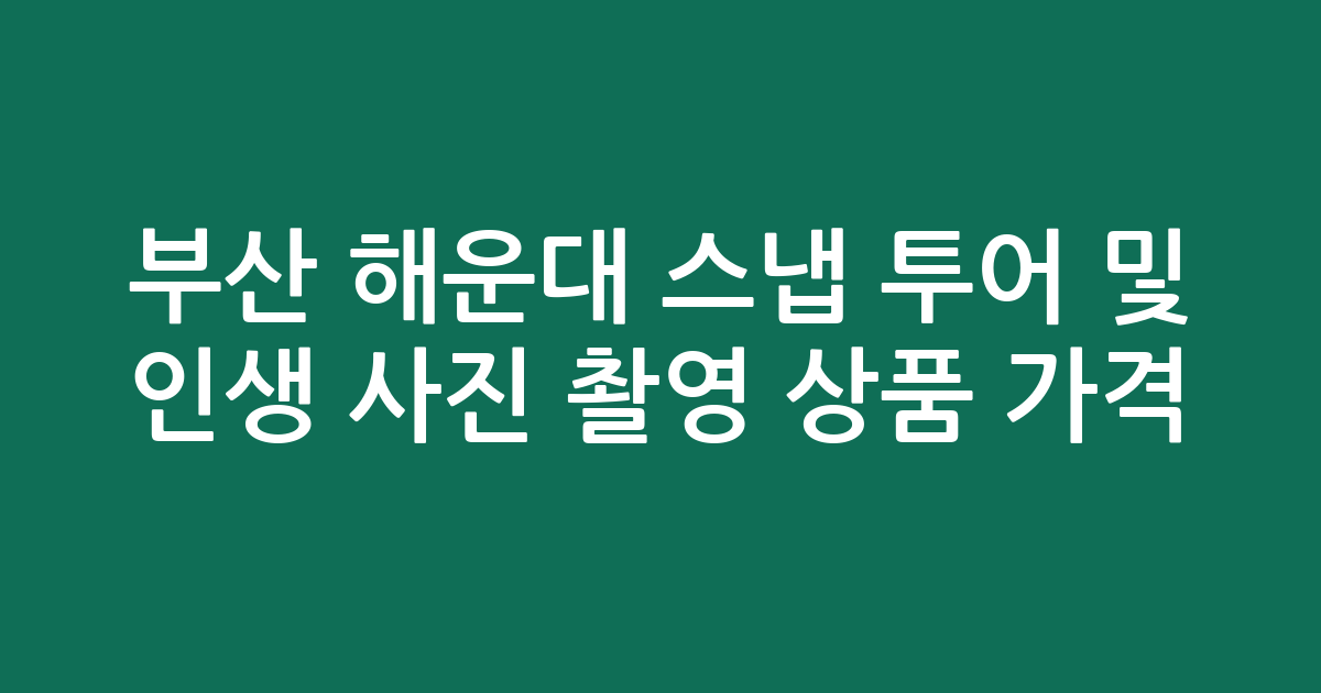 부산 해운대 스냅 투어 및 인생 사진 촬영 상품 가격 총정리