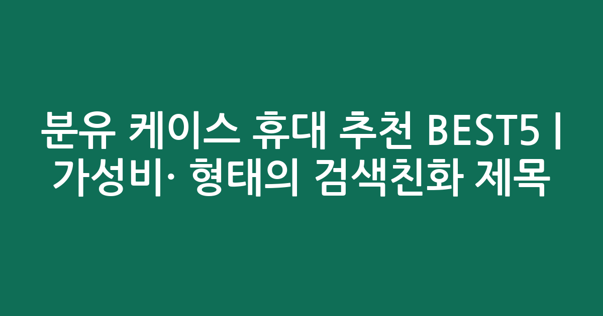 분유 케이스 휴대 추천 BEST5 | 가성비·인기 비교 형태의 검색친화 제목