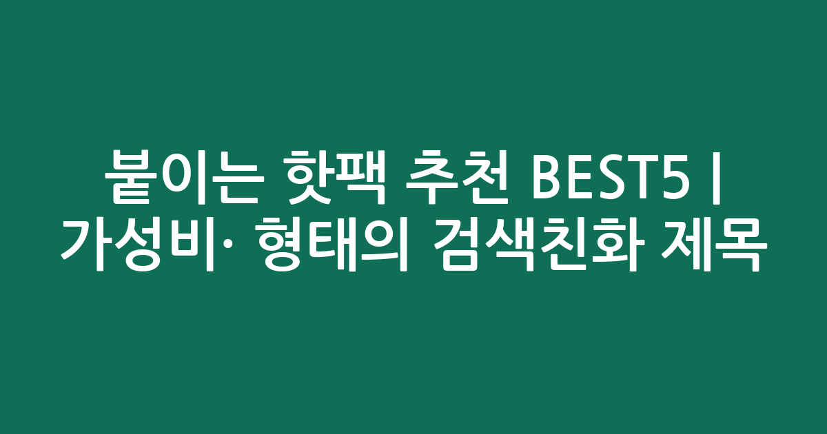 붙이는 핫팩 추천 BEST5 | 가성비·인기 비교 형태의 검색친화 제목