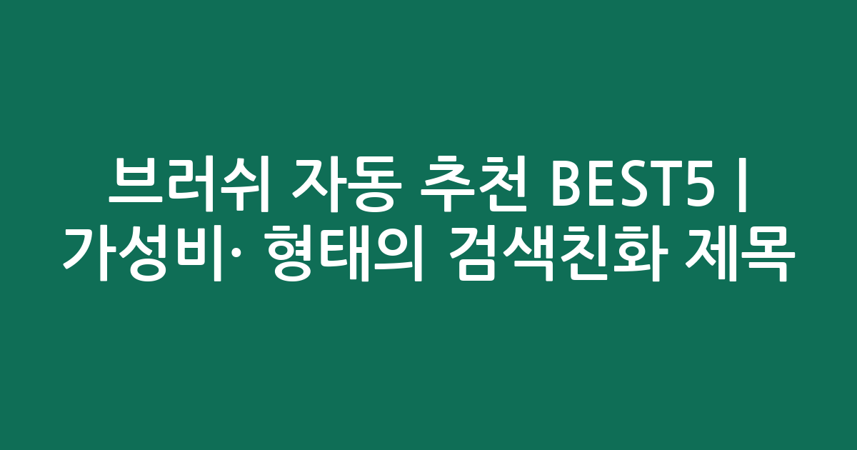 브러쉬 자동 추천 BEST5 | 가성비·인기 비교 형태의 검색친화 제목