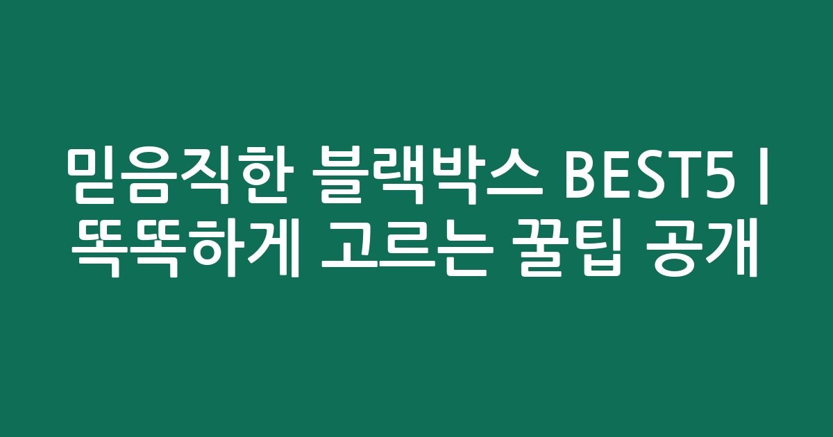 믿음직한 블랙박스 BEST5 | 똑똑하게 고르는 꿀팁 공개!