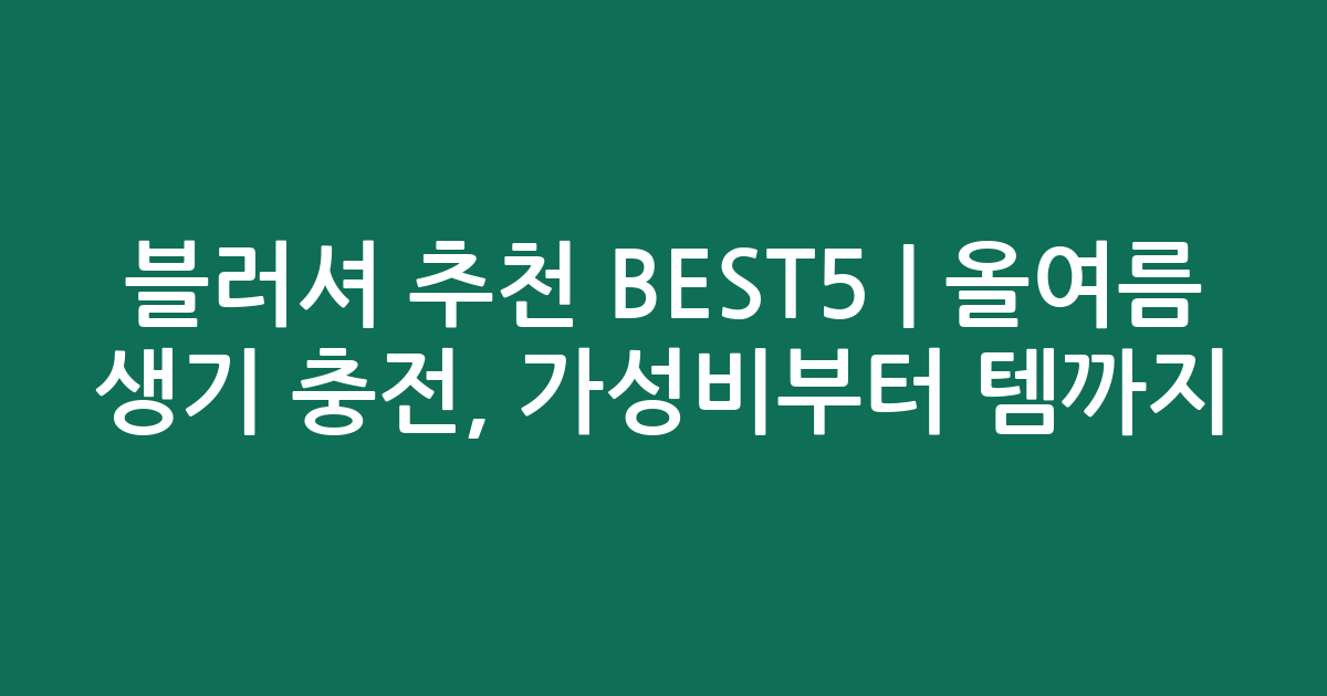 블러셔 추천 BEST5 | 올여름 생기 충전, 가성비부터 인기템까지 비교