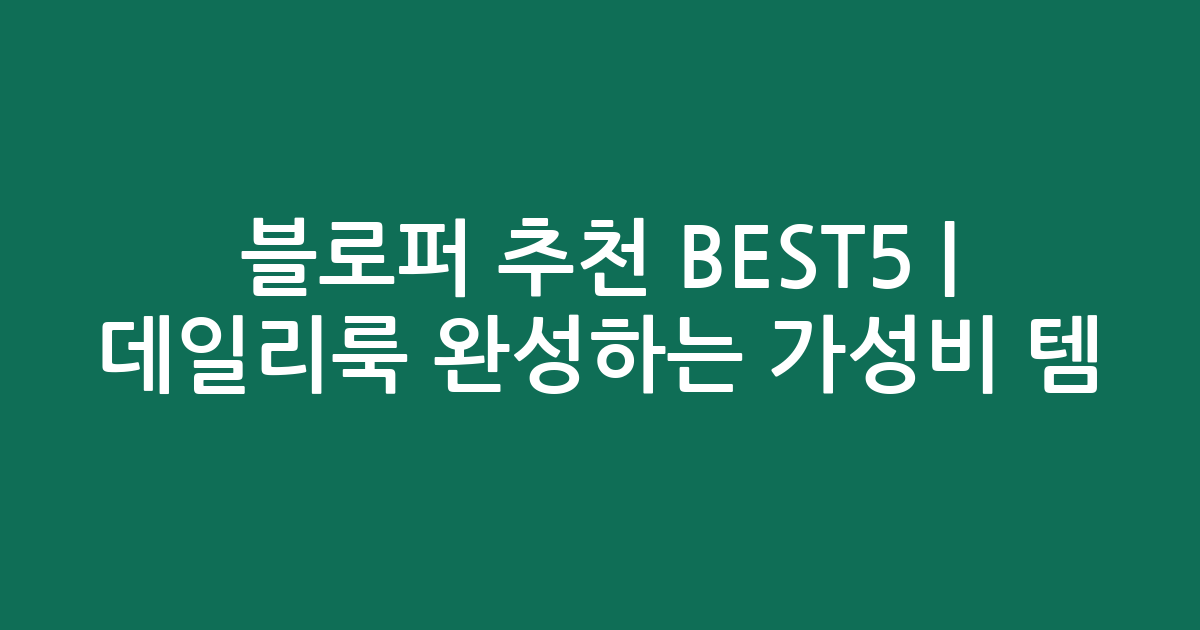 블로퍼 추천 BEST5 | 데일리룩 완성하는 가성비 인기템 비교