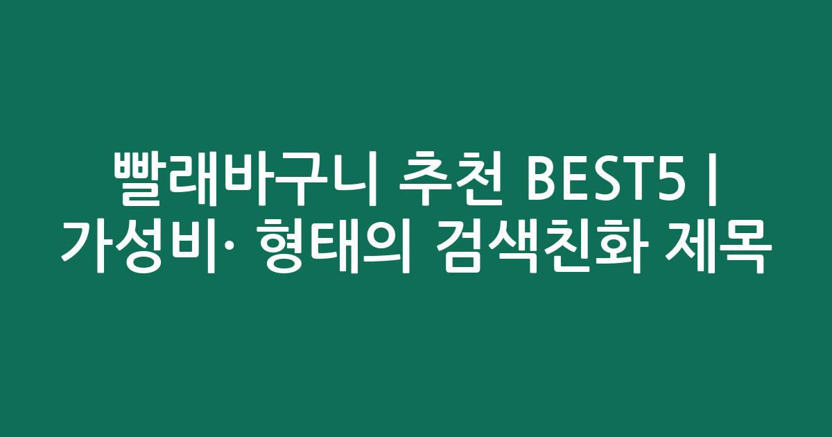 빨래바구니 추천 BEST5 | 가성비·인기 비교 형태의 검색친화 제목