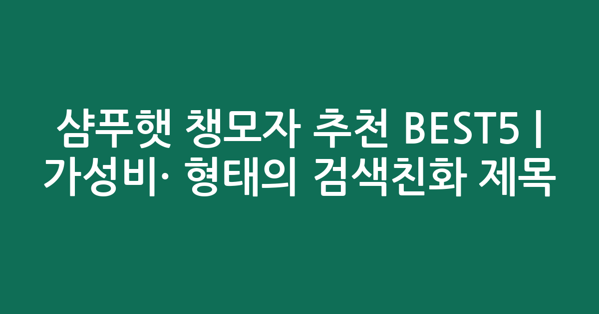 샴푸햇 챙모자 추천 BEST5 | 가성비·인기 비교 형태의 검색친화 제목