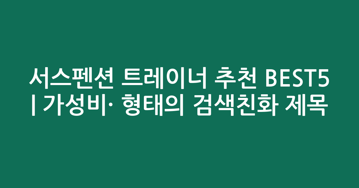 서스펜션 트레이너 추천 BEST5 | 가성비·인기 비교 형태의 검색친화 제목