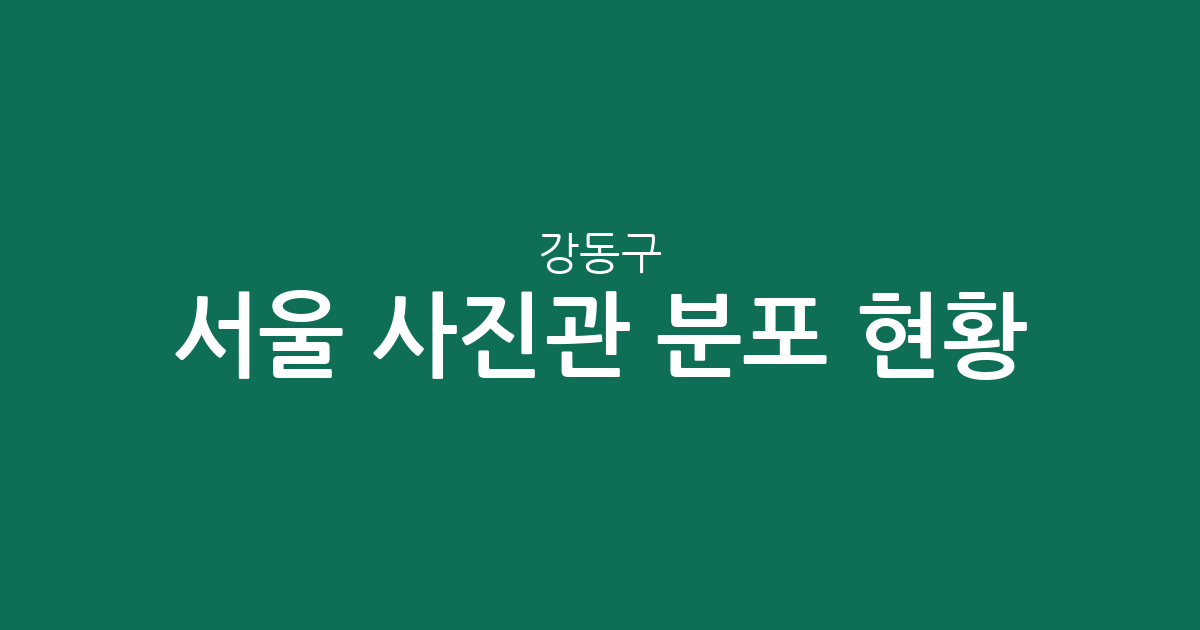서울 강동구 사진관 분포 현황: 길동부터 천호까지 주요 밀집 상권 분석