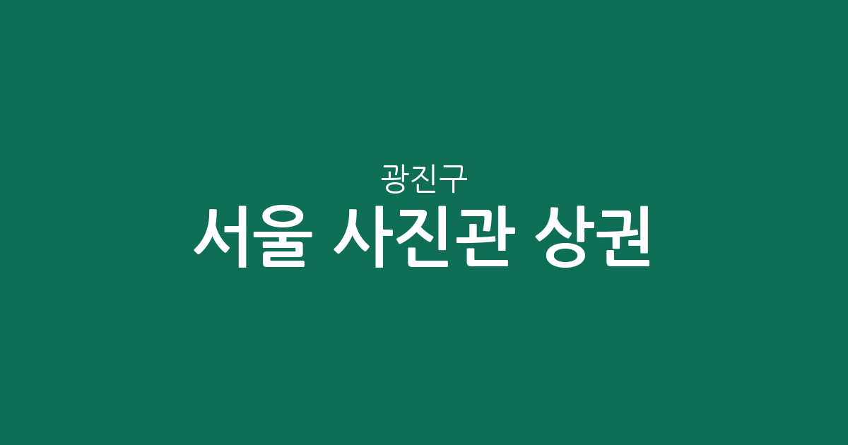 서울 광진구 사진관 상권 분석: 군자동·화양동·구의동 등 주요 밀집 지역 분포 현황