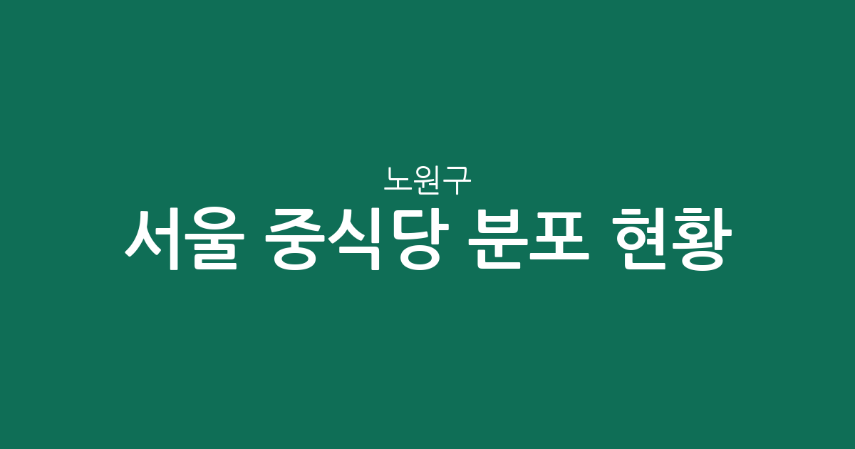서울 노원구 중식당 분포 현황 분석: 중계·공릉·상계동 중심의 맛집 지도