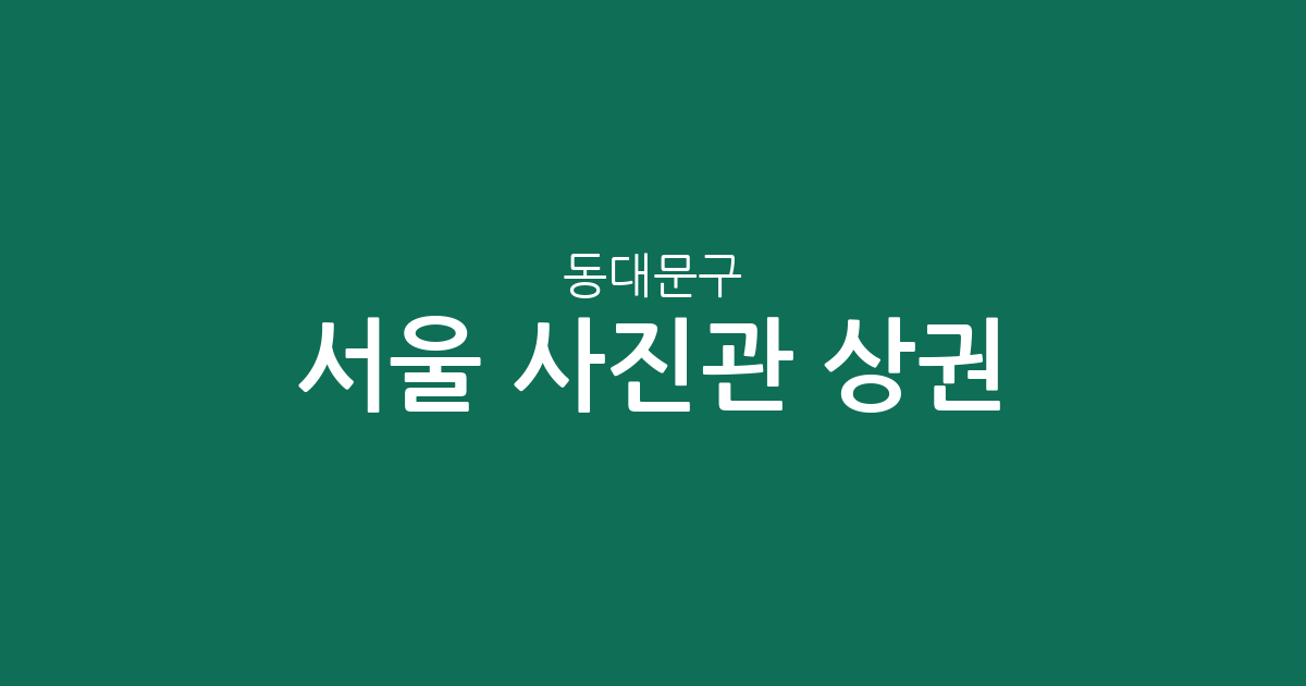 서울 동대문구 사진관 상권 분석: 신설동·장안동 등 지역별 분포 현황