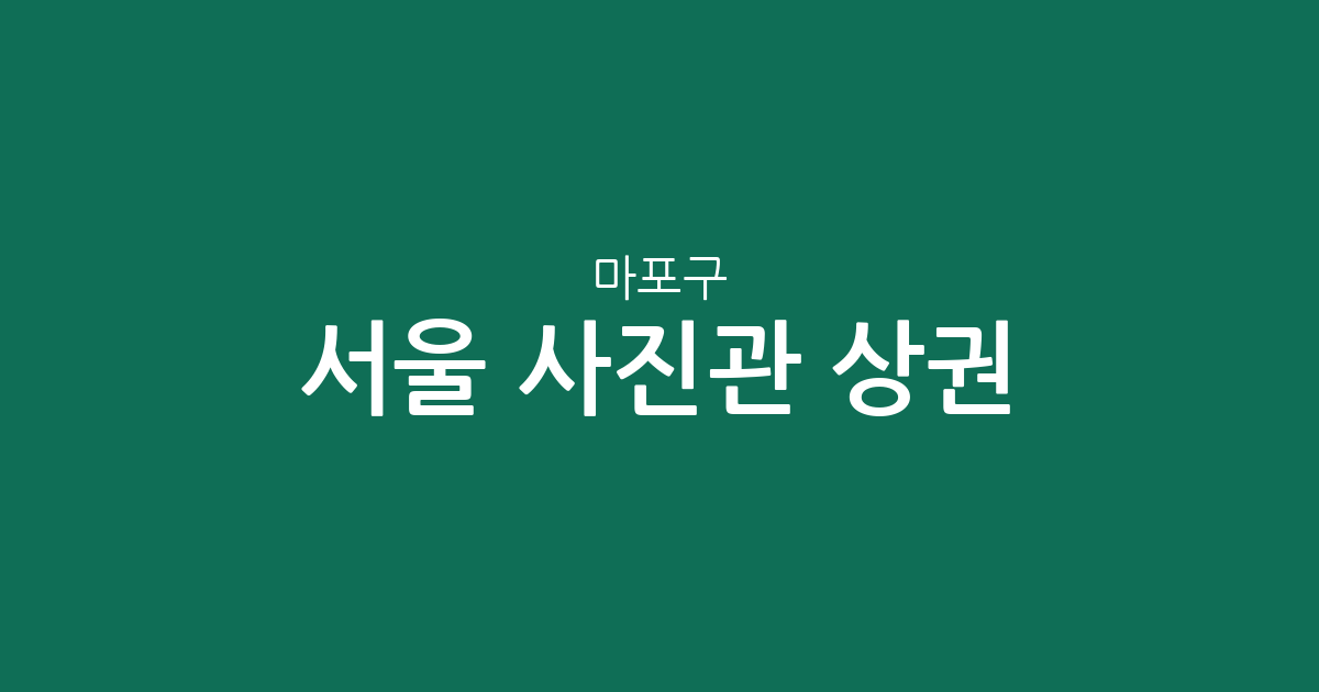 서울 마포구 사진관 상권 분석: 서교동부터 공덕동까지 주요 분포 현황